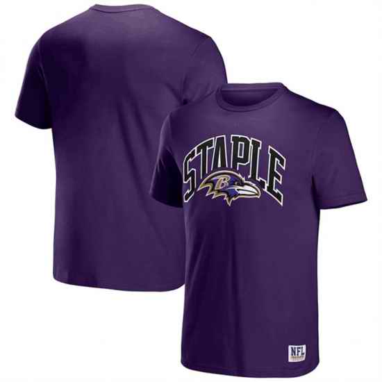 Men Baltimore Ravens X Staple Purple Logo Lockup T Shirt